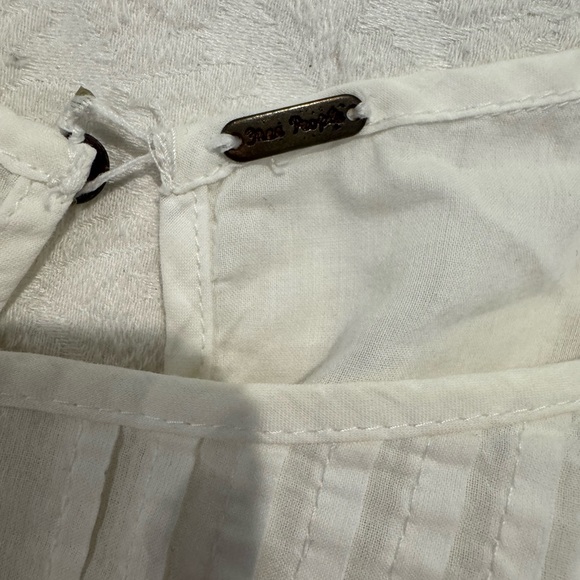 Free People Pavlo mini Dress Embroidered Crochet Insets Ivory Boho - Picture 7 of 11